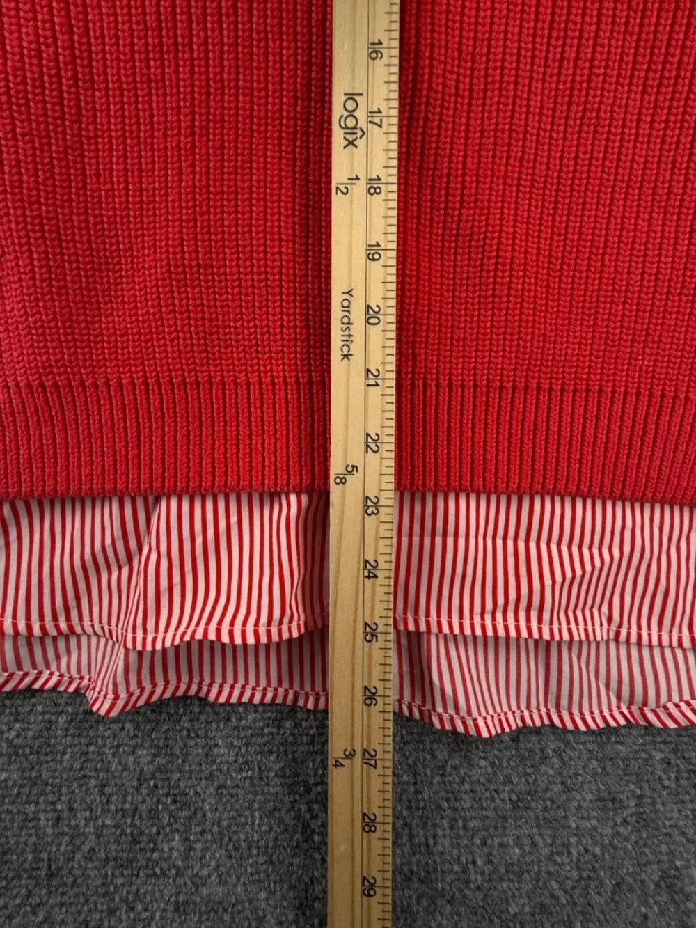 Lauren Ralph Lauren Women Preppy Shirt Lined Sweater Red Orange Large Preppy